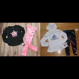 Lot 2 Under Armour Adidas Girls Leggings Shirt Set Outfit Pink Black 5 6 NWT